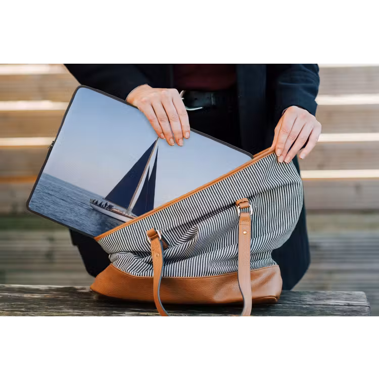 Zeilboot - Zee - Blauw laptophoes neopreen klein -tas
