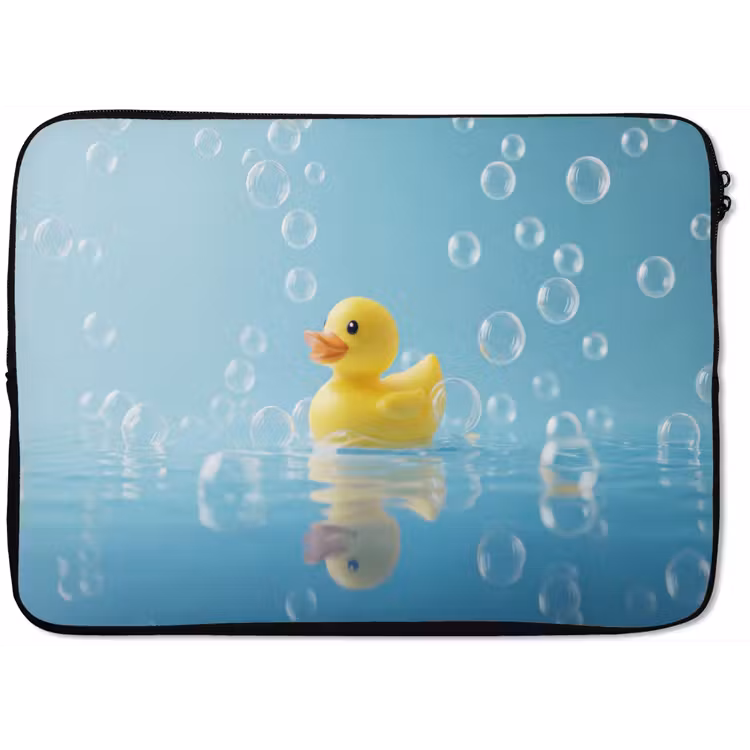Bubbels - Badeend - Geel laptophoes neopreen klein -zkaufland3dotto