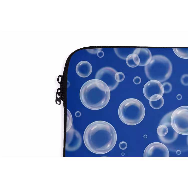 Bubbels - Patroon - Blauw laptophoes neopreen klein -detail