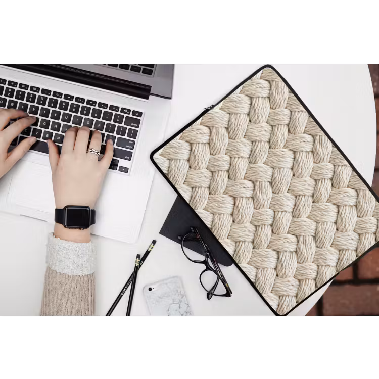 Touw - Gebreid - Beige laptophoes neopreen klein 279 -bureau