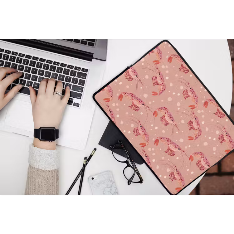 Garnalen - Stippen - Roze laptophoes neopreen klein 279 -bureau