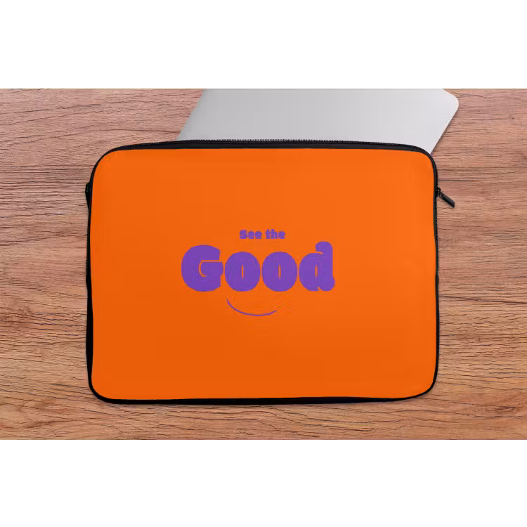 See the good - Paars - Oranje - Smiley laptophoes neopreen klein -tafel