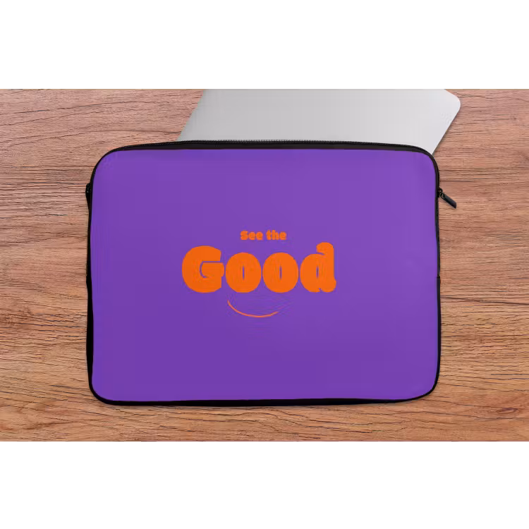 See the good - Oranje - Paars - Smiley laptophoes neopreen klein -tafel