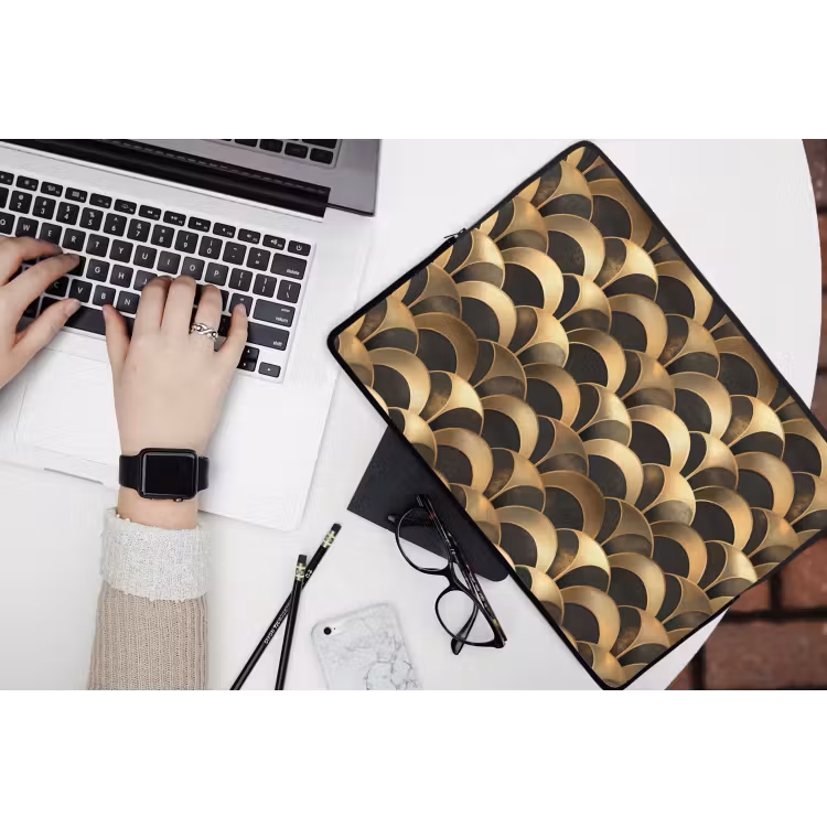 Schubben - Structuur - Goud laptophoes neopreen klein 279 -bureau