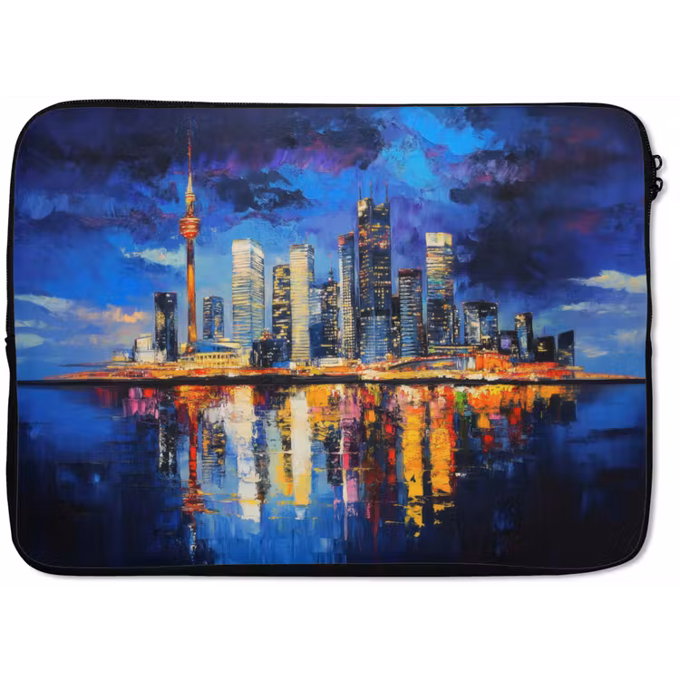 Skyline Toronto - Modern - Stadslicht - Blauw laptophoes neopreen klein -zkaufland3dotto