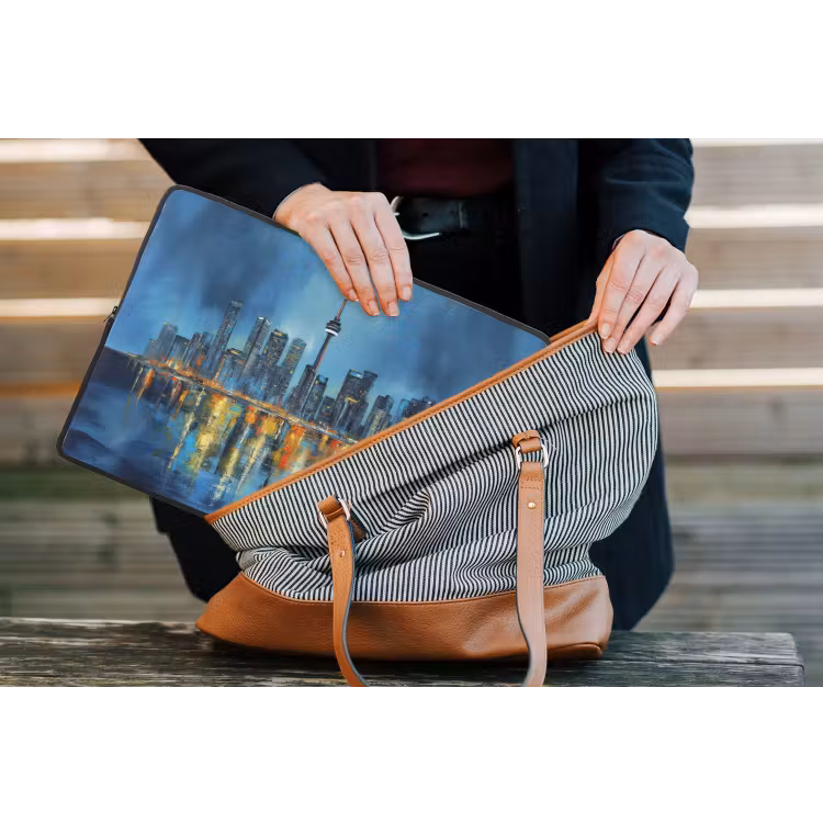 Skyline Toronto - Water - Stadslichten - Toren laptophoes neopreen klein -tas