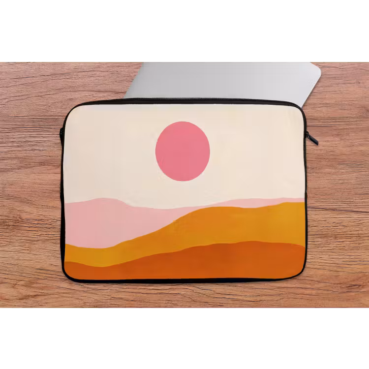 Zon - Heuvels - Abstract - Roze laptophoes neopreen klein -tafel
