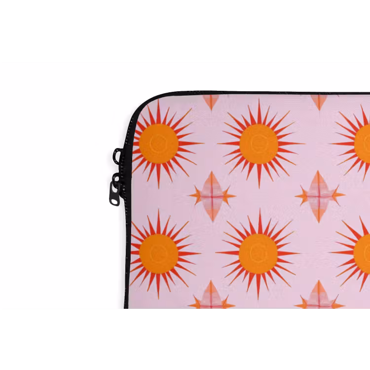 Zon - Patroon - Roze laptophoes neopreen klein 279 -detail