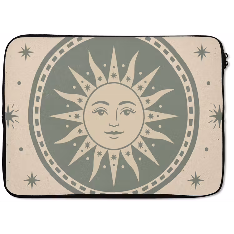 Zon - Sterren - Astrologie - Vintage - Groen laptophoes neopreen klein -zkaufland3dotto