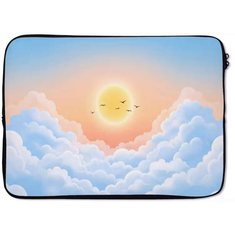 Zon - Vogels - Lucht - Natuur - Geel laptophoes neopreen klein -zkaufland3dotto