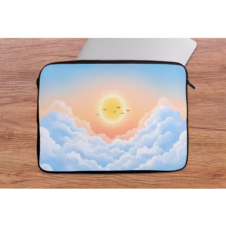 Zon - Vogels - Lucht - Natuur - Geel laptophoes neopreen klein -tafel