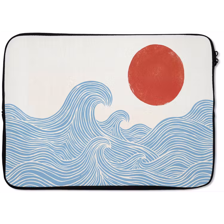 Zon - Golven - Oceaan - Abstract - Rood laptophoes neopreen klein -zkaufland3dotto