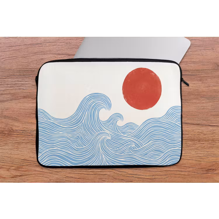 Zon - Golven - Oceaan - Abstract - Rood laptophoes neopreen klein -tafel