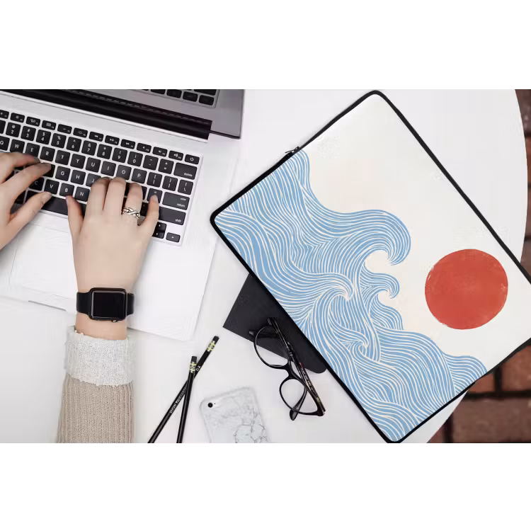 Zon - Golven - Oceaan - Abstract - Rood laptophoes neopreen klein -bureau