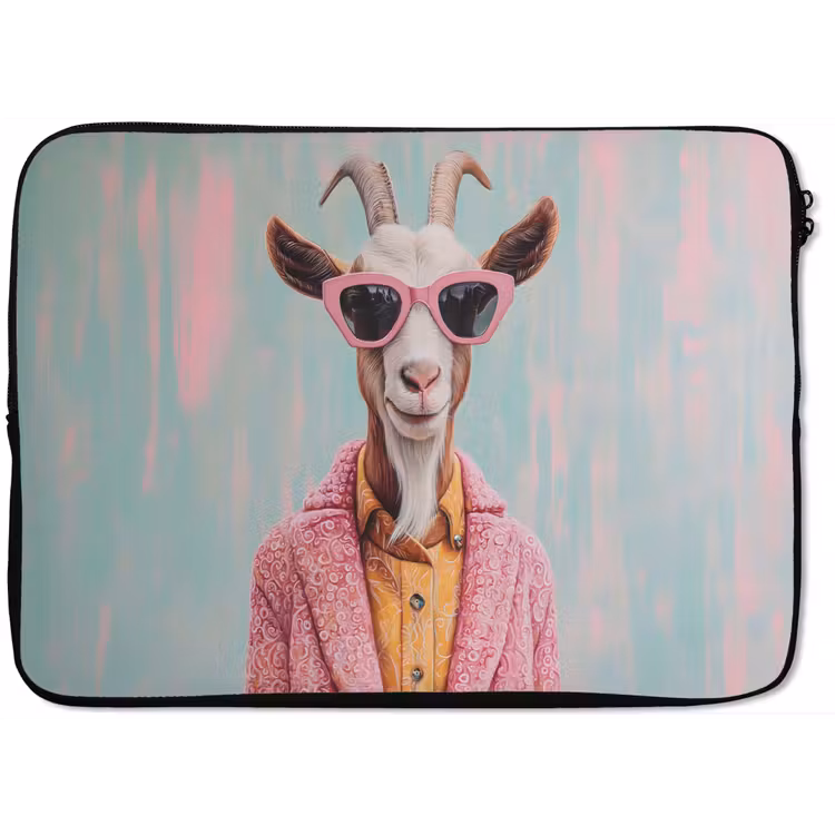 Zonnebril - Roze - Geit - Horen laptophoes neopreen klein -zkaufland3dotto