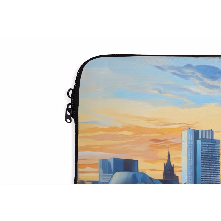 Zonsondergang Frankfurt - Stad - Skyline - Water laptophoes neopreen klein -detail