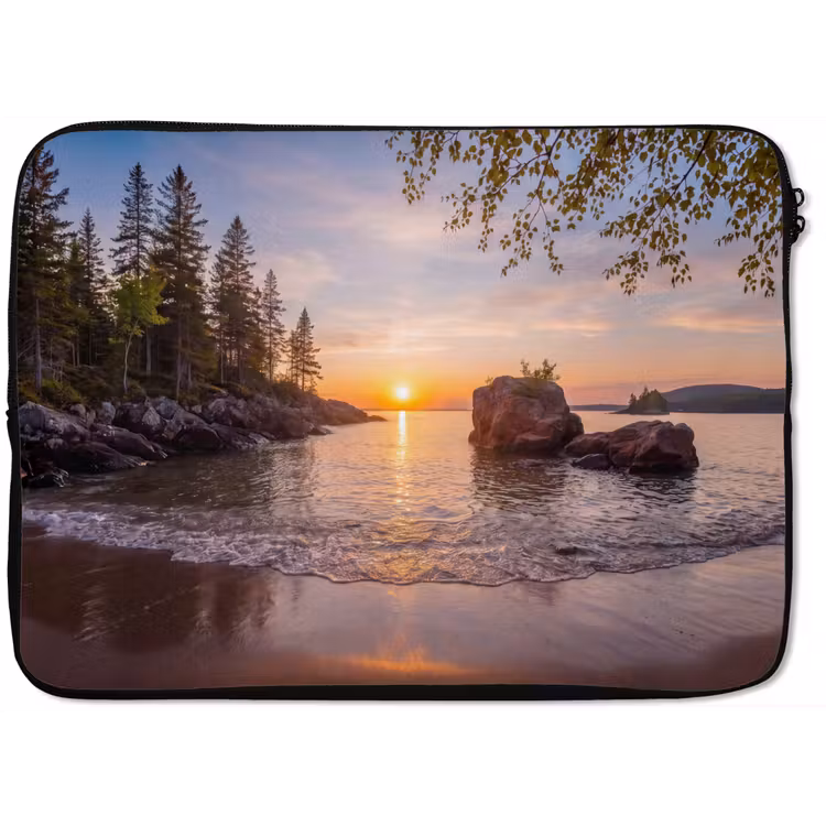 Zonsondergang - Kust - Water - Natuur - Oranje laptophoes neopreen klein -zkaufland3dotto
