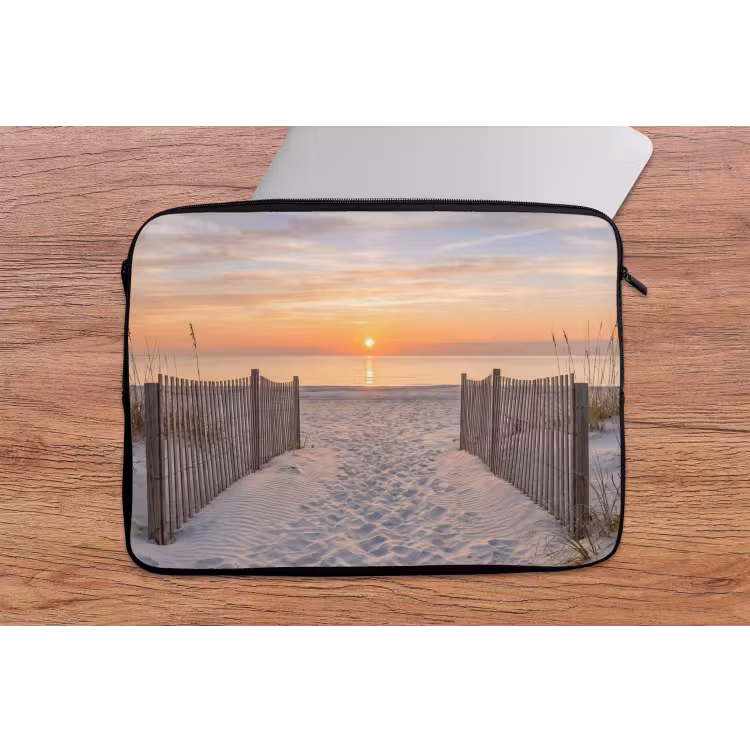 Zonsondergang - Strand - Zand laptophoes neopreen klein -tafel