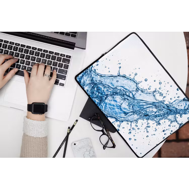Spash - Water - Blauw laptophoes neopreen klein -bureau
