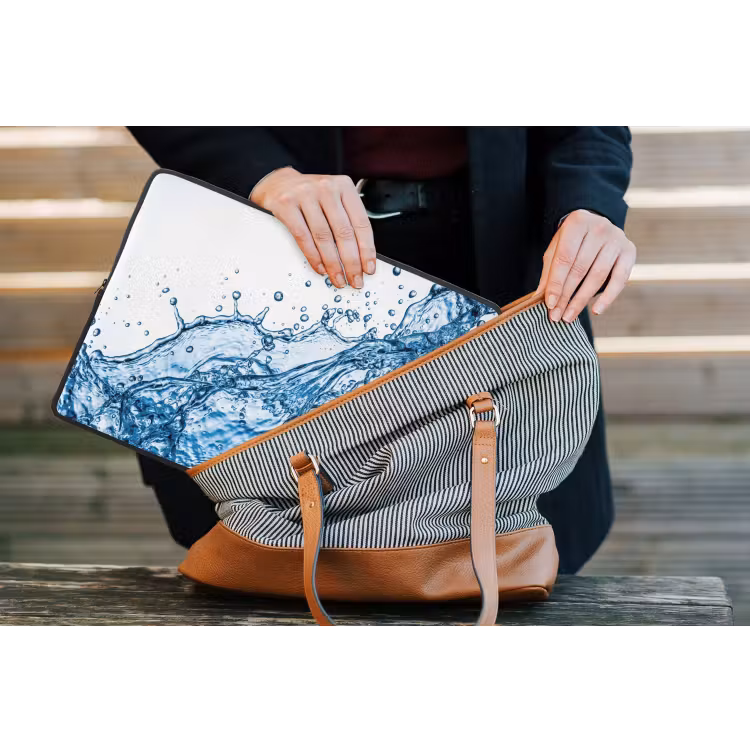 Spash - Water - Blauw laptophoes neopreen klein -tas