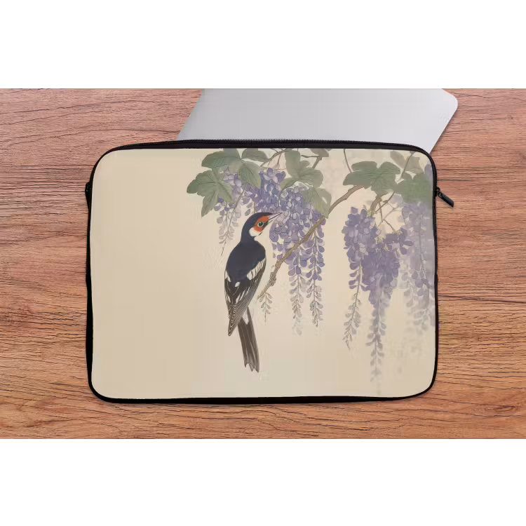 Specht - Bloemen - Paars laptophoes neopreen klein -tafel
