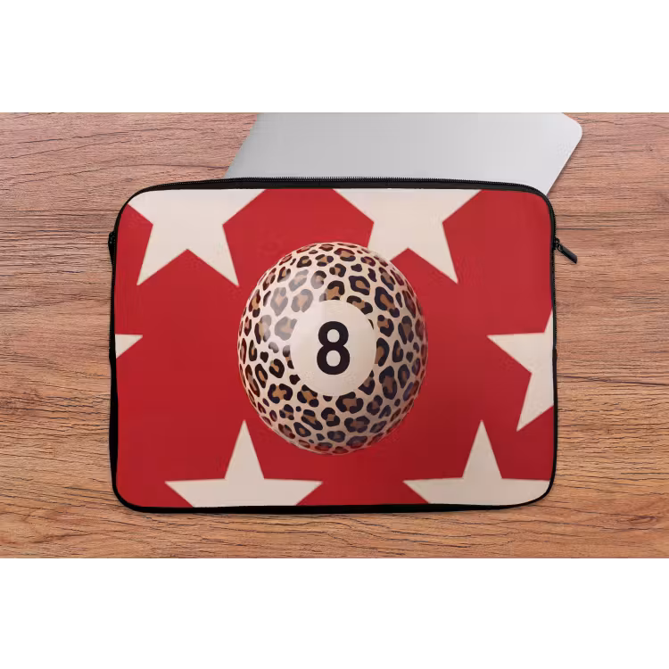 Spel - Dierenprint - Nummer 8 - Modern - Rood laptophoes neopreen klein -tafel