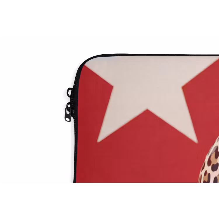 Spel - Dierenprint - Nummer 8 - Modern - Rood laptophoes neopreen klein -detail