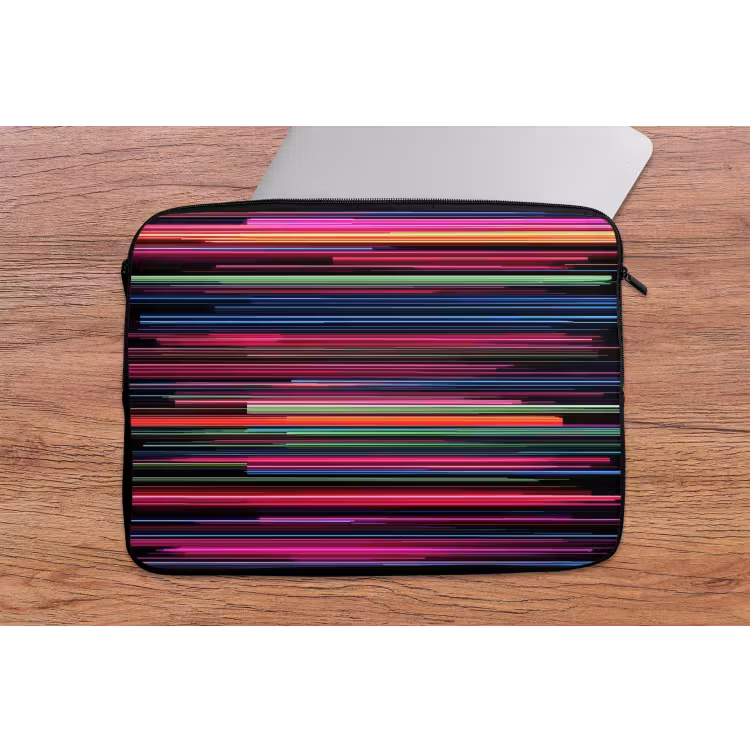 Gaming - Abstract - Lijnen - Horizontaal - Kleurrijk laptophoes neopreen klein -tafel