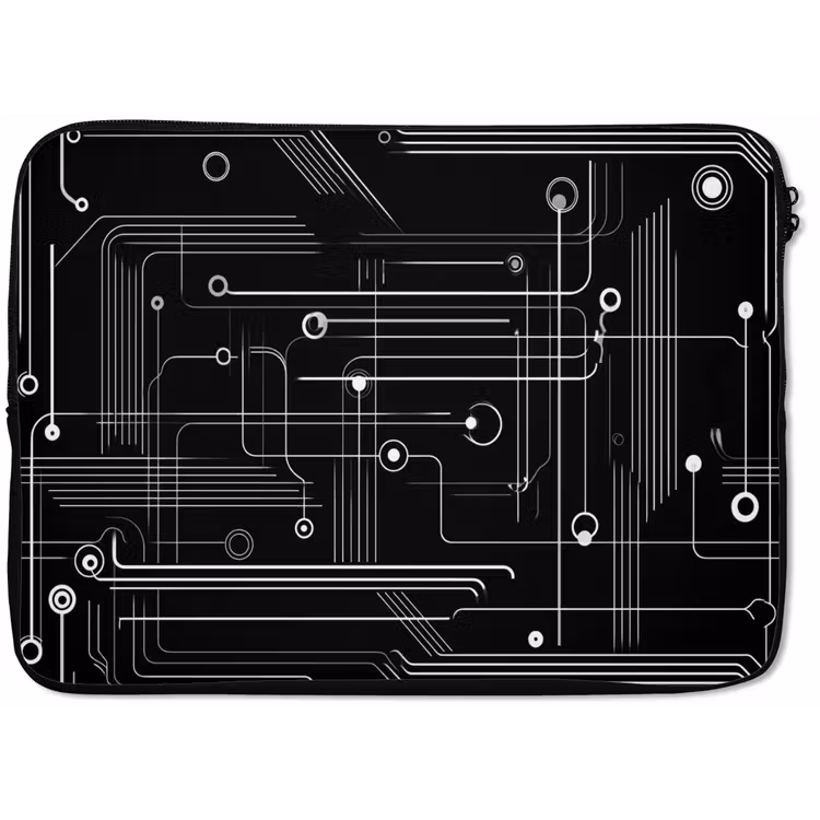 Gaming - Abstract - Lijnen - Rondjes - Zwart laptophoes neopreen klein -zkaufland3dotto