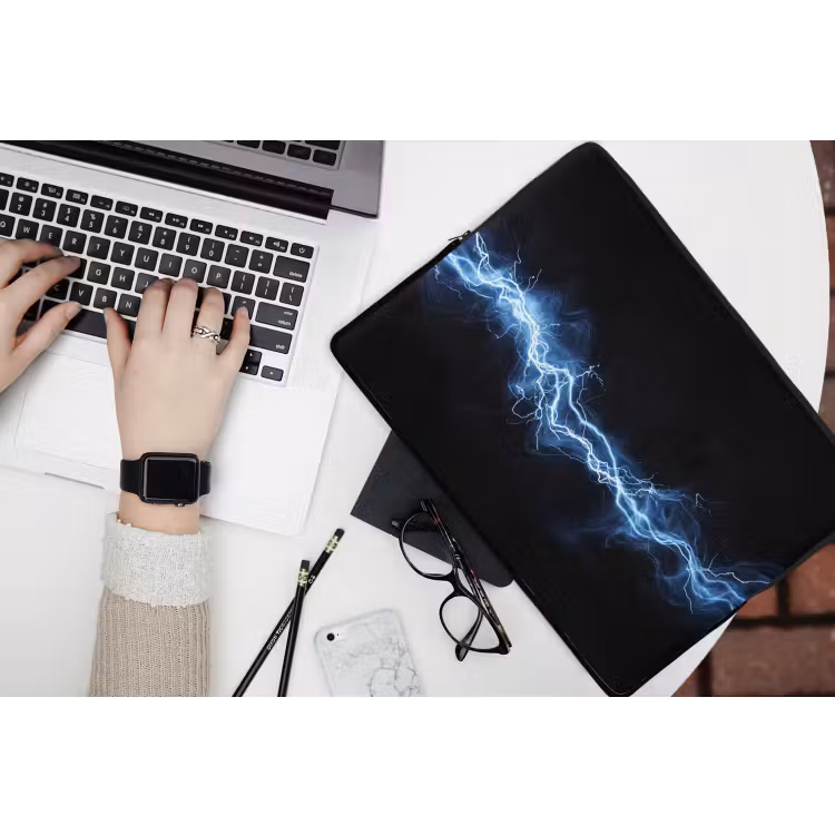 Gaming - Bliksemflits - Blauw - Energie laptophoes neopreen klein -bureau