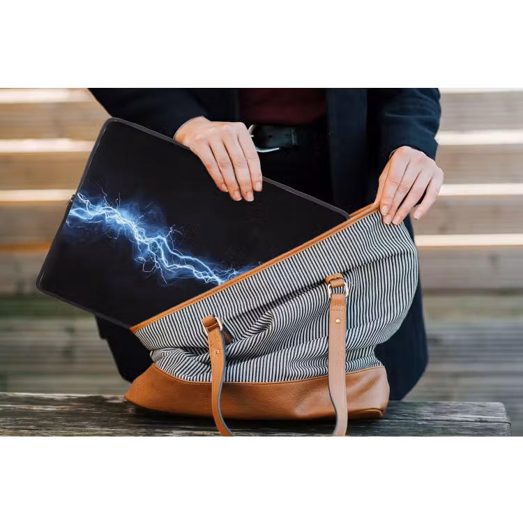 Gaming - Bliksemflits - Blauw - Energie laptophoes neopreen klein -tas
