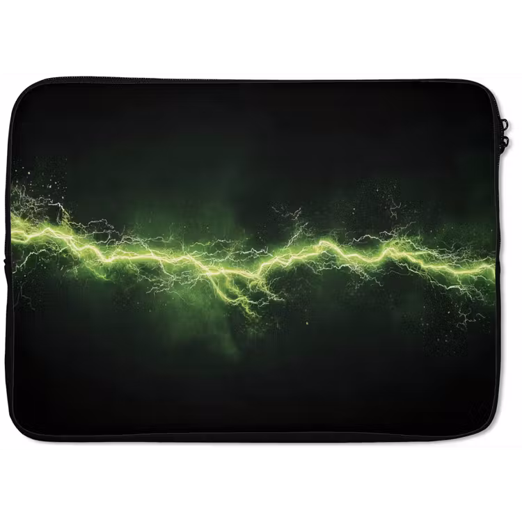 Gaming - Elektriciteit - Lijn - Vonken - Groen laptophoes neopreen klein -zkaufland3dotto