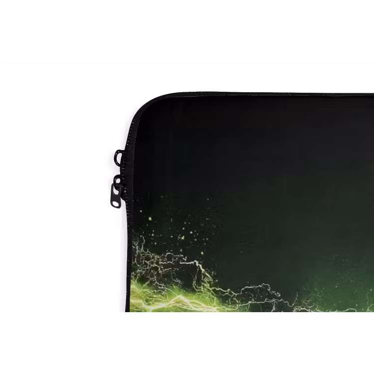Gaming - Elektriciteit - Lijn - Vonken - Groen laptophoes neopreen klein -detail