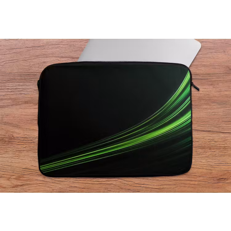 Gaming - Lijnen - Boog - Groen laptophoes neopreen klein -tafel