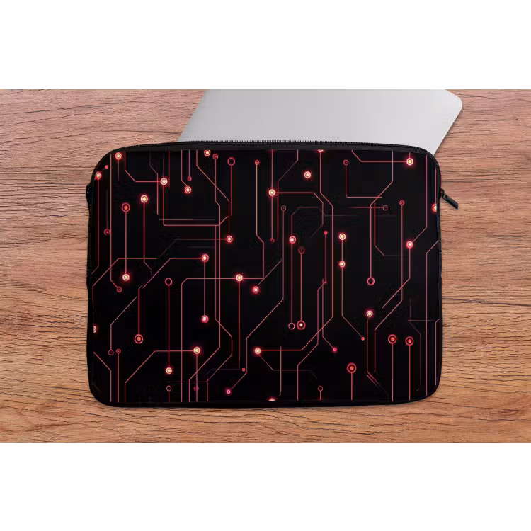 Gaming - Lijnen - Netwerk - Stippen - Rood laptophoes neopreen klein -tafel