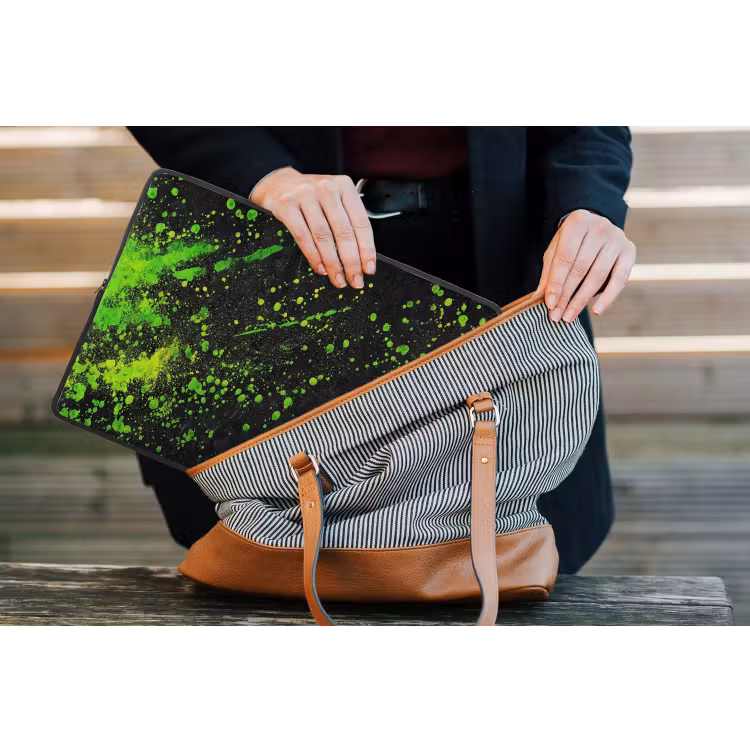Gaming - Spetters - Groen - Chaotisch - Groen laptophoes neopreen klein -tas