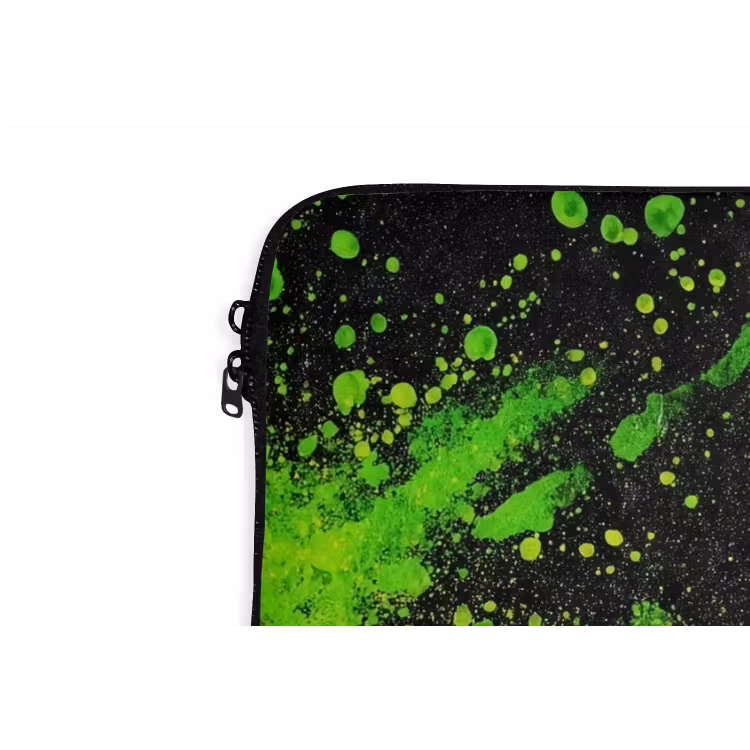 Gaming - Spetters - Groen - Chaotisch - Groen laptophoes neopreen klein -detail