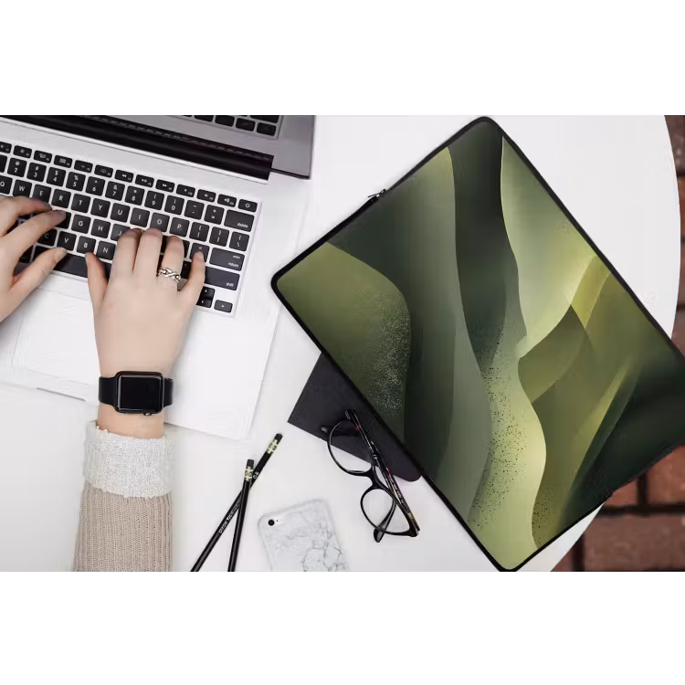 Gaming - Golven - Abstract - Heuvels - Groen laptophoes neopreen klein -bureau