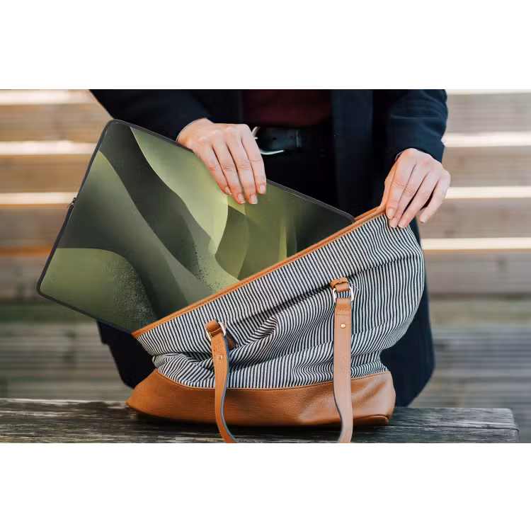 Gaming - Golven - Abstract - Heuvels - Groen laptophoes neopreen klein -tas