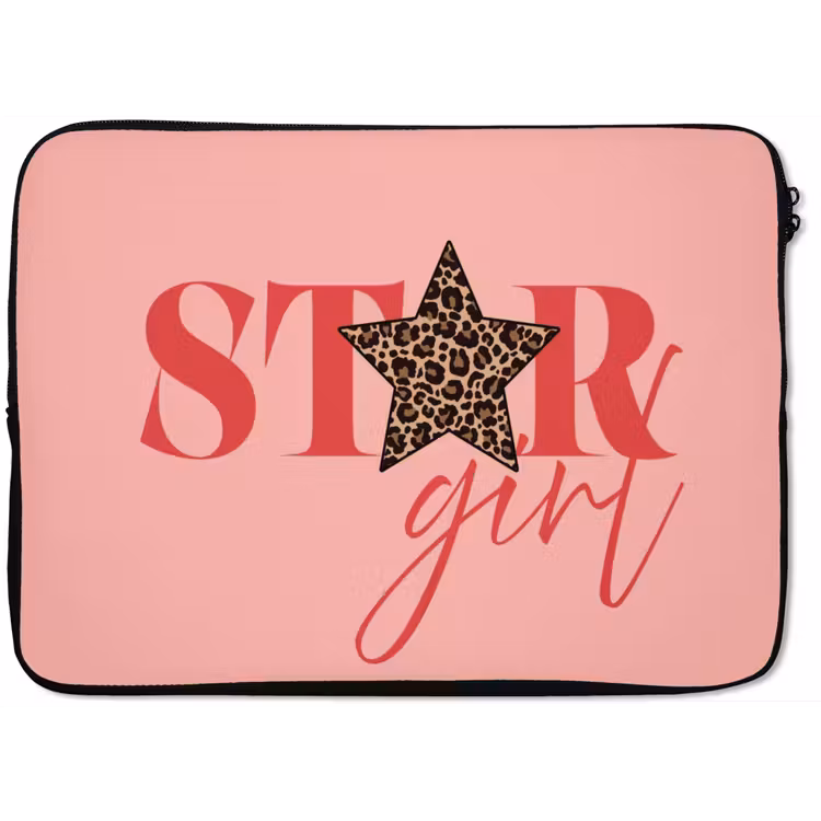 Star girl - Roze - Panter - Ster laptophoes neopreen klein -zkaufland3dotto