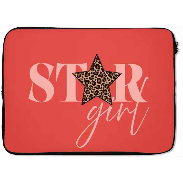 Star girl - Rood - Panter - Ster laptophoes neopreen klein -zkaufland3dotto