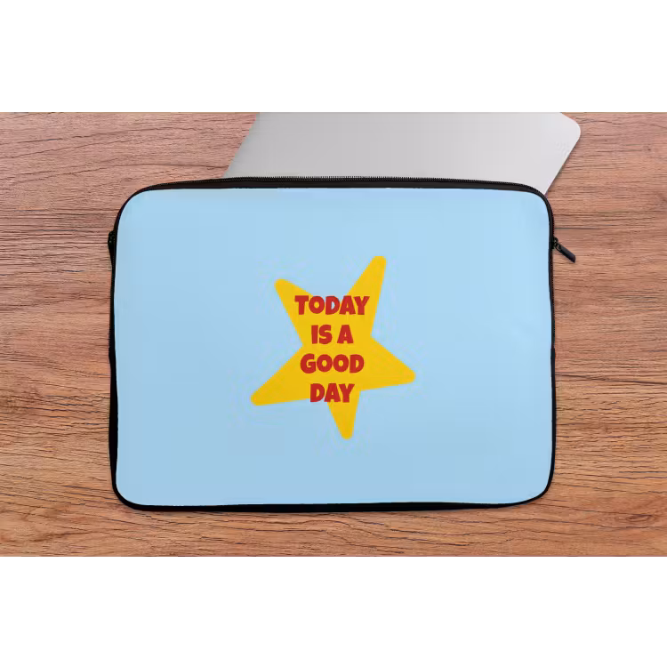 Ster - Today is a good day - Blauw laptophoes neopreen klein -tafel