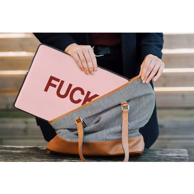 Statement - Krachtig - Roze laptophoes neopreen klein -tas