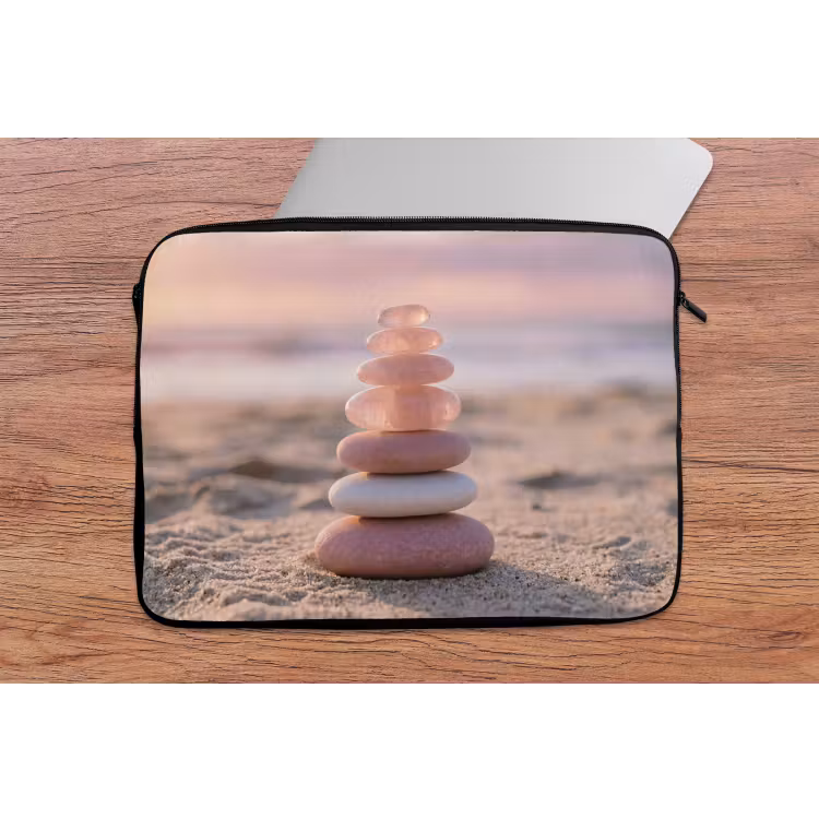 Stenen - Zand - Roze laptophoes neopreen klein -tafel