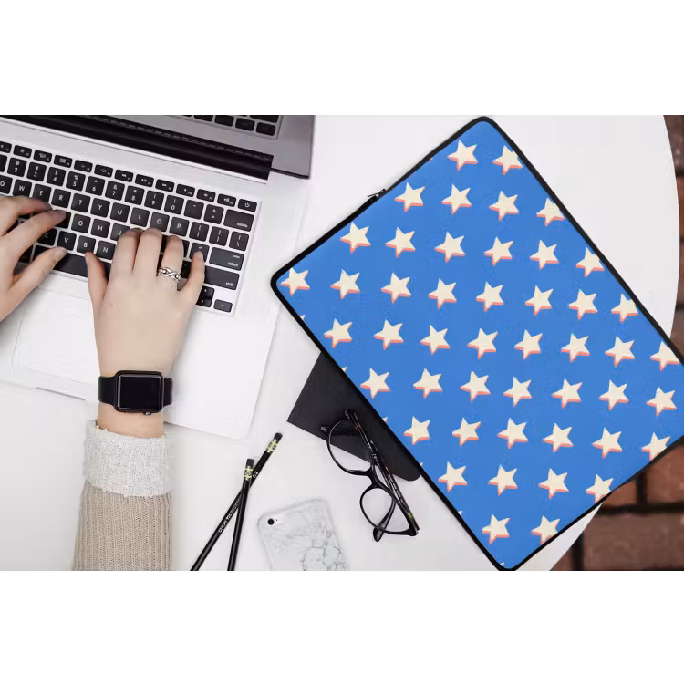 Sterren - Patroon - Blauw laptophoes neopreen klein 279 -bureau