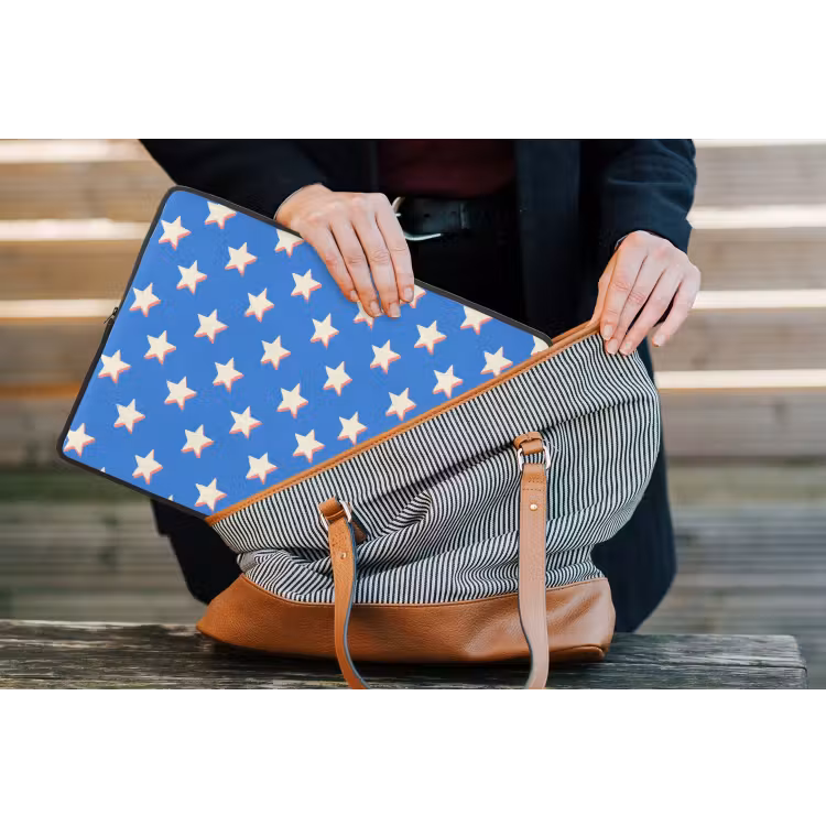 Sterren - Patroon - Blauw laptophoes neopreen klein 279 -tas