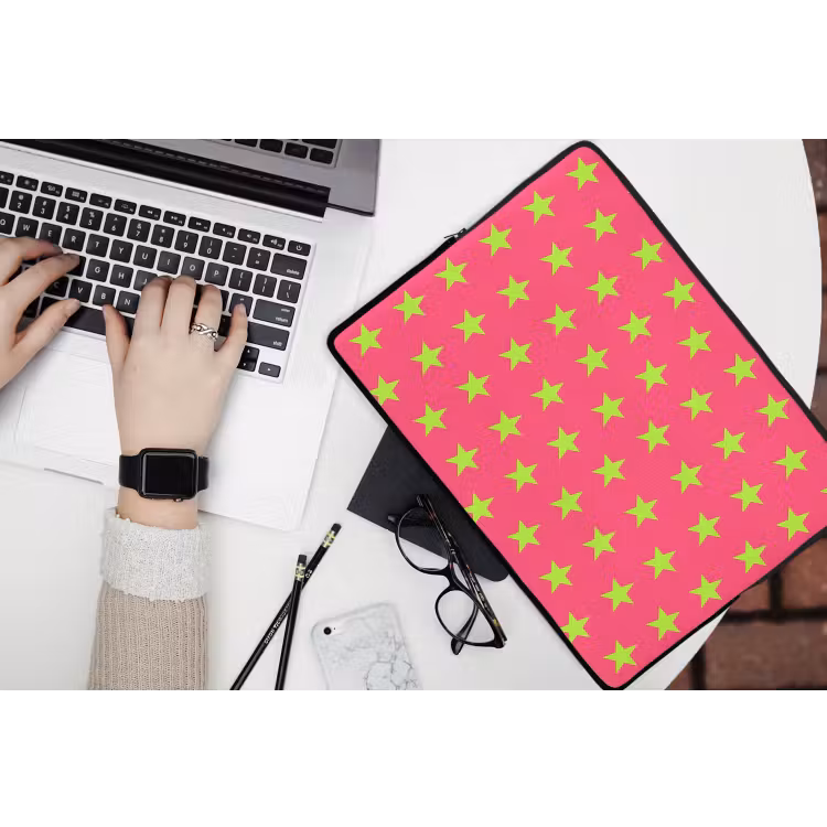 Sterren - Patroon - Roze laptophoes neopreen klein 279 -bureau