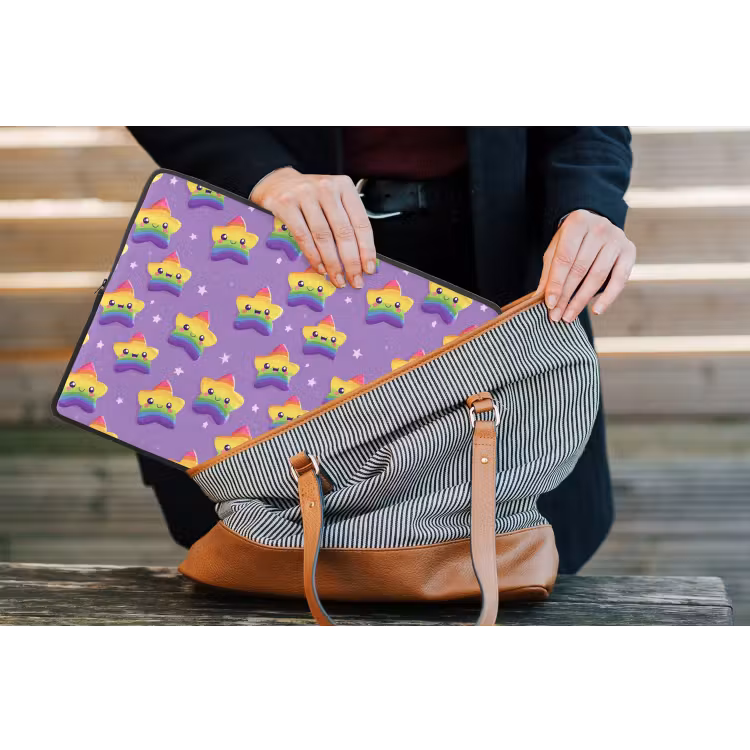 Sterren - Regenboog - Paars laptophoes neopreen klein 279 -tas