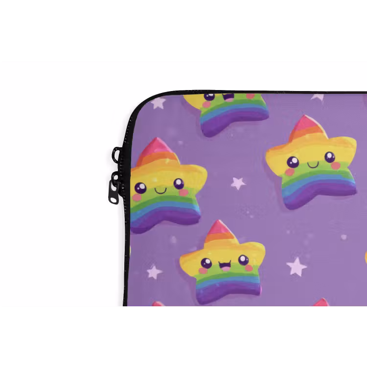 Sterren - Regenboog - Paars laptophoes neopreen klein 279 -detail