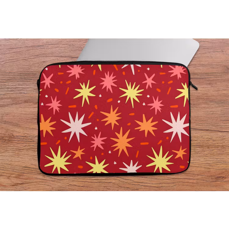 Sterren - Speels - Rood laptophoes neopreen klein 279 -tafel